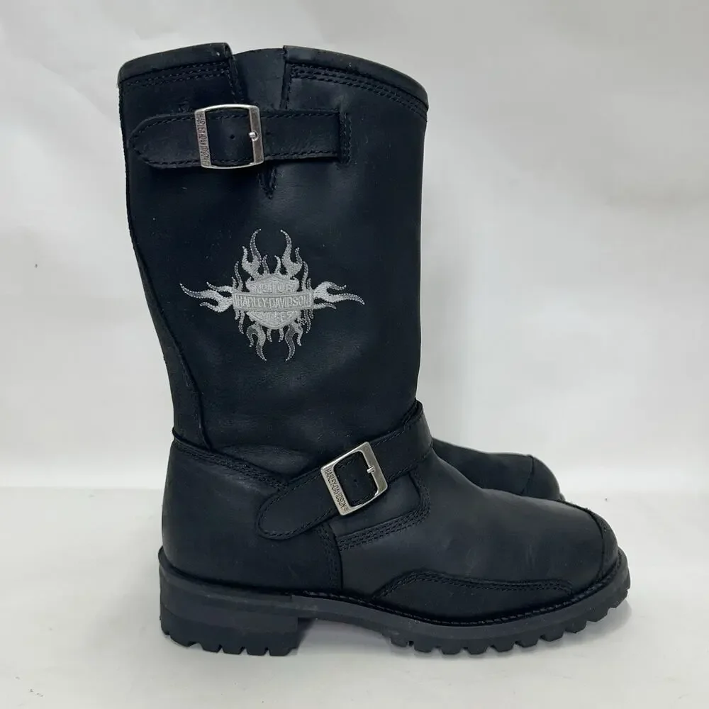 Harley Davidson Embroidered Flames Engineer Boots “Black”